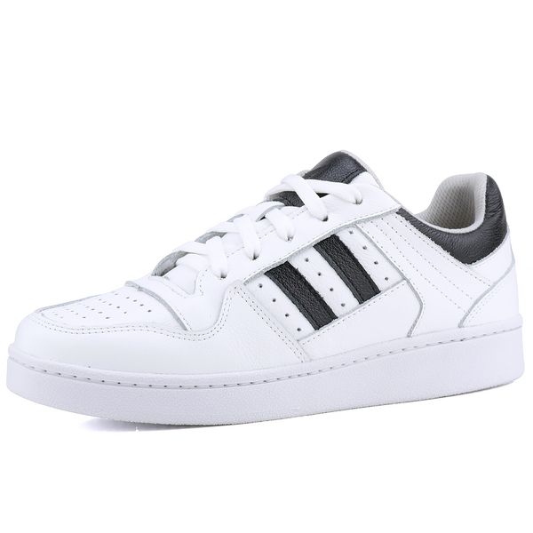 Tênis Melani Casual Feminino em Couro Legítimo - Ref. N3 Branco/Preto