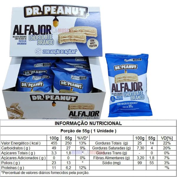 Alfajor Dr. Peanut 55g com Whey Protein - Caixa 12 unid