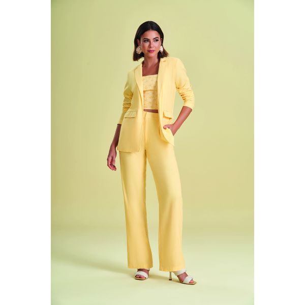Blazer Linho Alfaiataria Doce Trama 104658 Amarelo