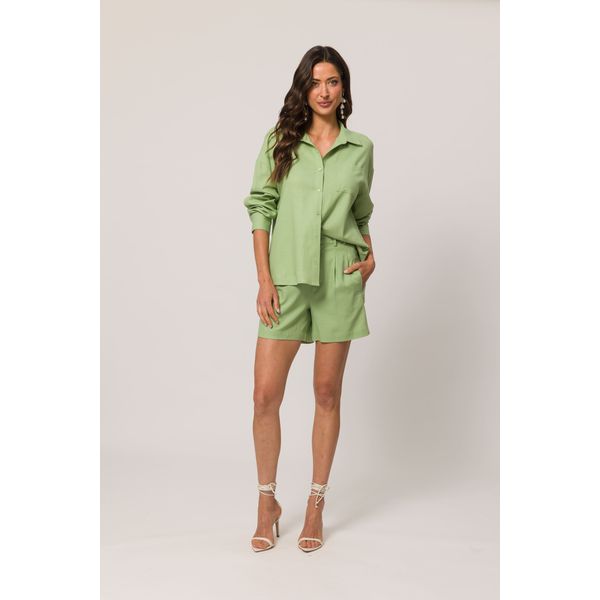 Camisa Em Linho Alfaiataria Doce Trama 104957 Verde Mate