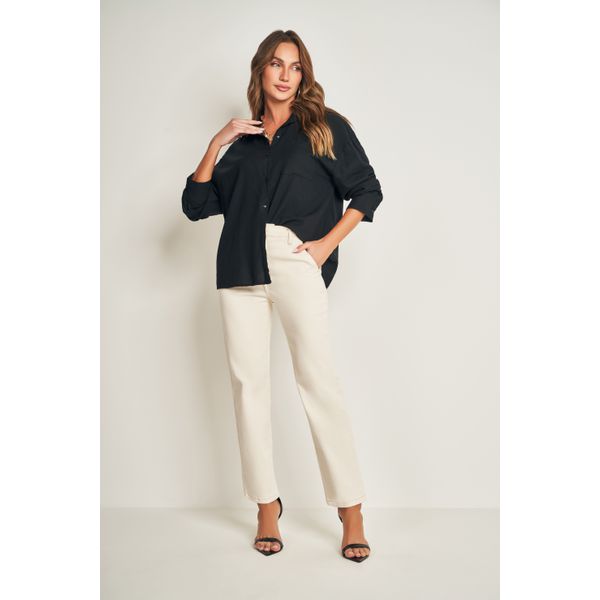 Camisa Em Linho Alfaiataria Doce Trama 104957 Preto