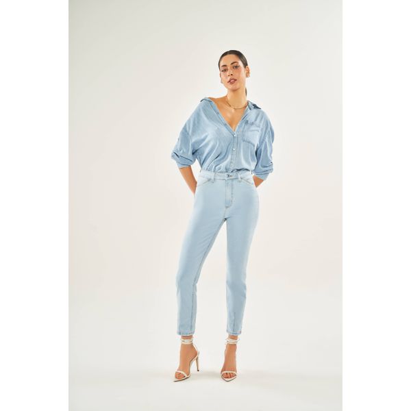 Camisa Jeans Doce Trama 105564 Azul Jeans