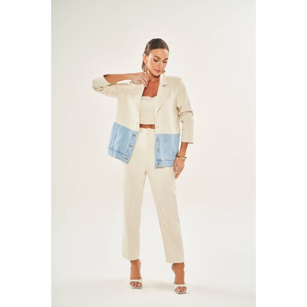 Blazer Doce Trama Bicolor 105566 Cru