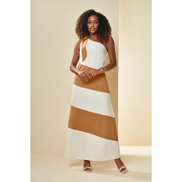 Vestido Nula Manga Mascavo Doce Trama 105898 Bege Claro