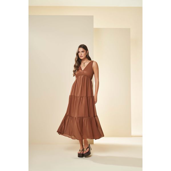 Vestido Cacau Doce Trama 106148 Marrom Claro