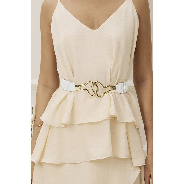 Cinto Elastico Com Fivela 426303 Marfim