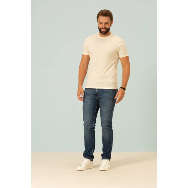 Camiseta Masculina Em Malha Maquinetada Com Bordado Slim Fit Se0301431 Bege
