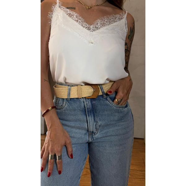 Blusa Alça Com Renda Sly Wear 561189 Off White