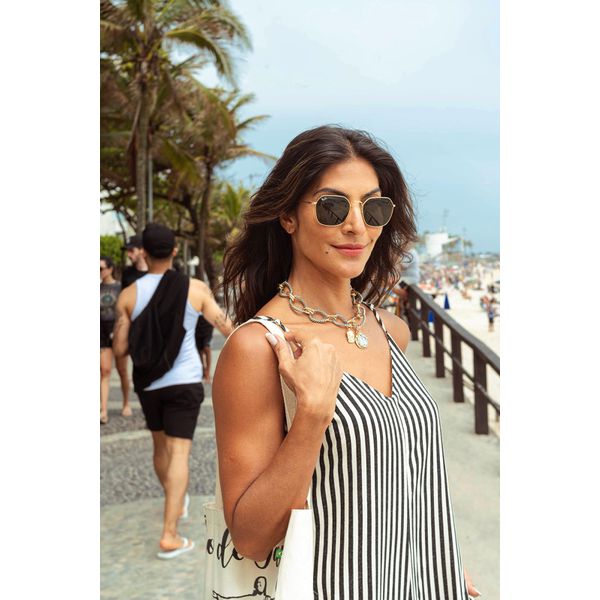 Macacão Listrado Flô Maria 2327l41 Listrado Branco E Cinza