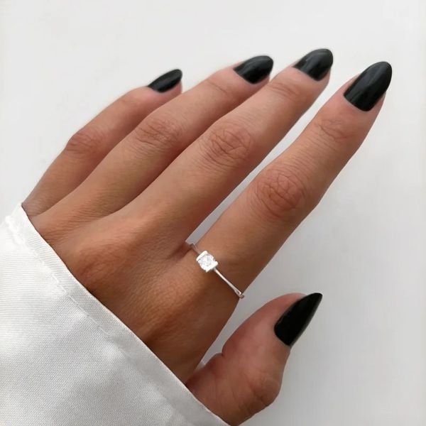 ANEL SOLITÁRIO ZIRCÔNIA CRISTAL PRATA 925 - My Prata Joias