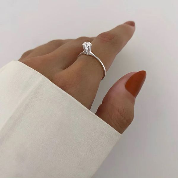 ANEL SOLITÁRIO ZIRCÔNIA CRISTAL PRATA 925 - My Prata Joias