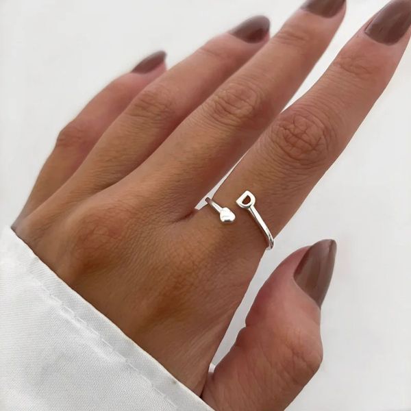 ANEL REGULÁVEL LETRA D PRATA 925 - My Prata Joias