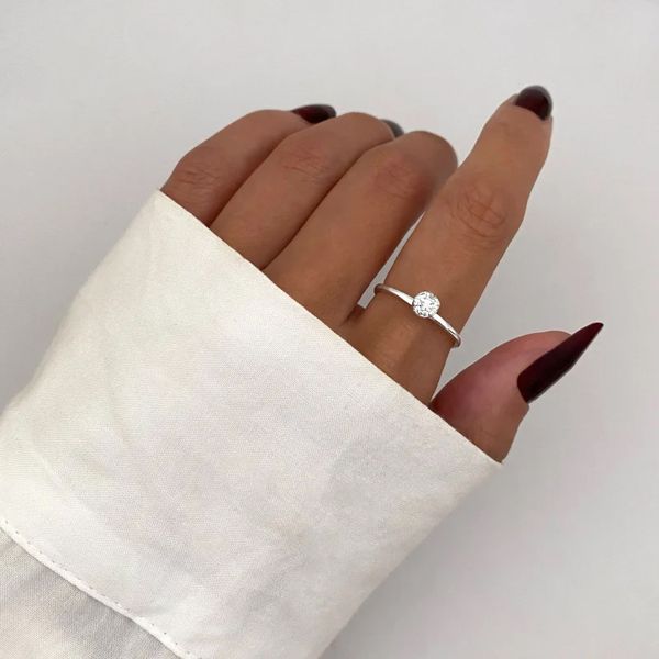 ANEL SOLITÁRIO ZIRCÔNIA CRISTAL PRATA 925 - My Prata Joias