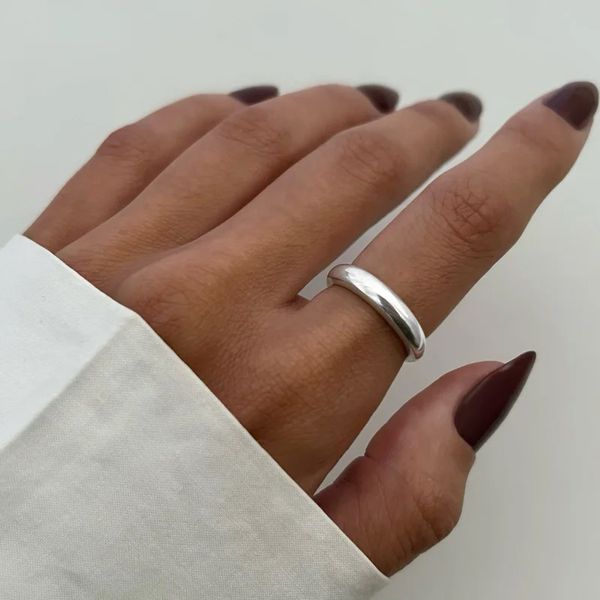 ANEL LISO ABAULADO PRATA 925 - My Prata Joias