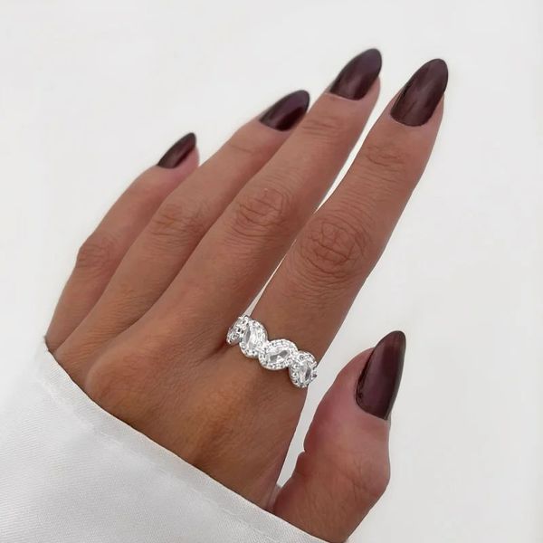 ANEL OVAL ZIRCÔNIA CRISTAL PRATA 925 - My Prata Joias