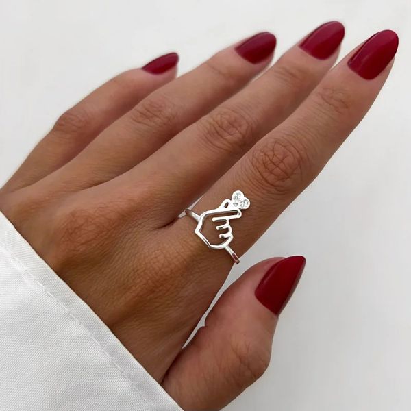 ANEL MÃO CORAÇÃO CRAVEJADO ZIRCÔNIA CRISTAL PRATA ... - My Prata Joias