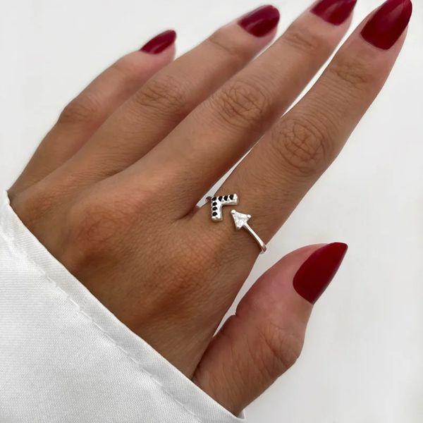 ANEL REGULÁVEL ZIRCÔNIA CRISTAL E PRETO PRATA 925 - My Prata Joias