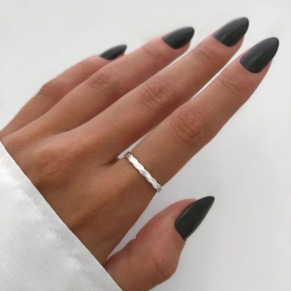 ANEL TRANÇADO LISO PRATA 925 - My Prata Joias