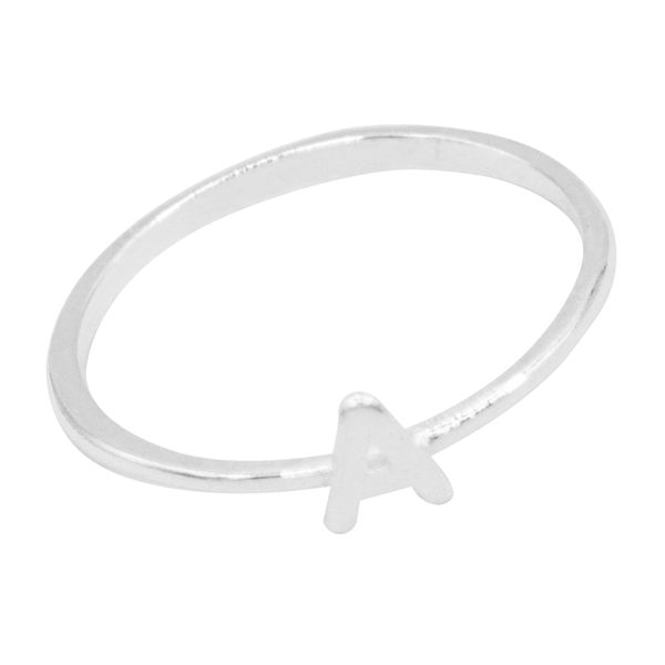 ANEL LISO LETRA A PRATA 925 - My Prata Joias