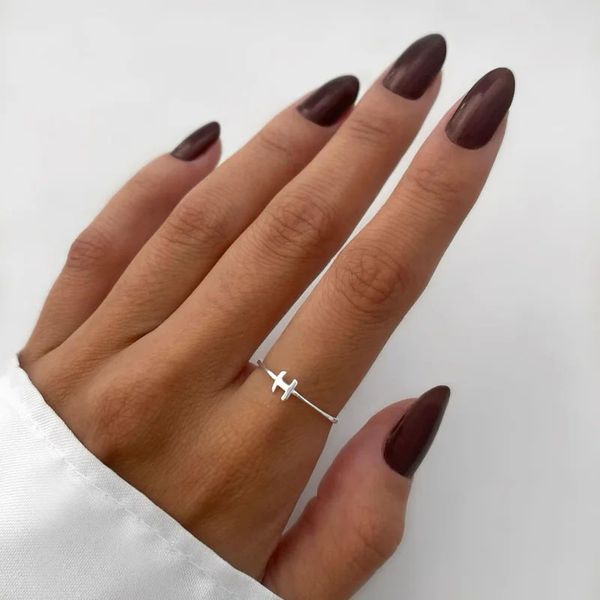 ANEL LISO LETRA H PRATA 925 - My Prata Joias