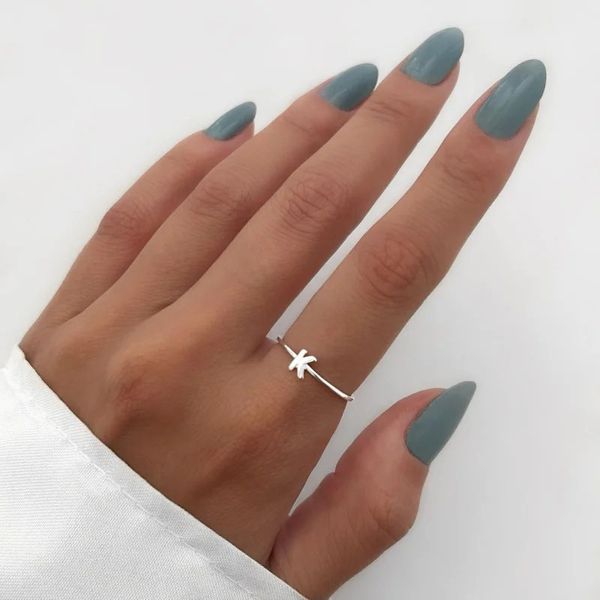 ANEL LISO LETRA K PRATA 925 - My Prata Joias