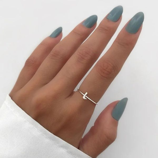 ANEL LISO LETRA L PRATA 925 - My Prata Joias