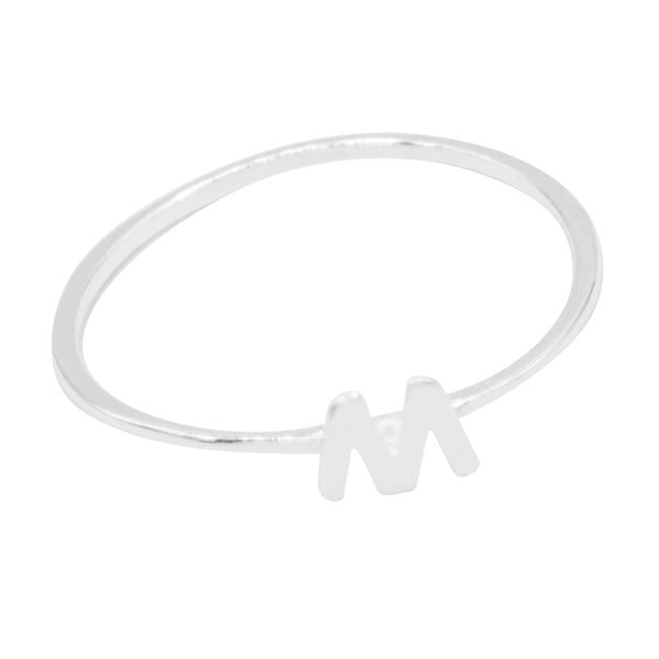 ANEL LISO LETRA M PRATA 925 - My Prata Joias