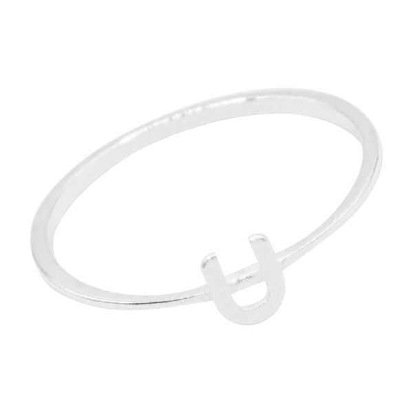 ANEL LISO LETRA U PRATA 925 - My Prata Joias