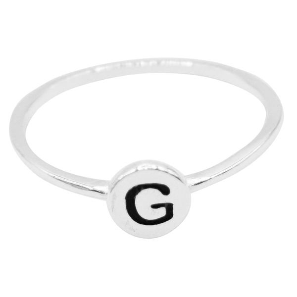 ANEL REDONDO LETRA G PRATA 925 - My Prata Joias