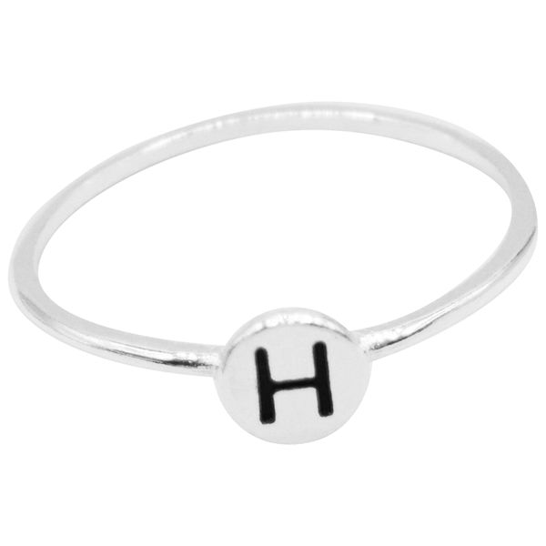 ANEL REDONDO LETRA H PRATA 925 - My Prata Joias