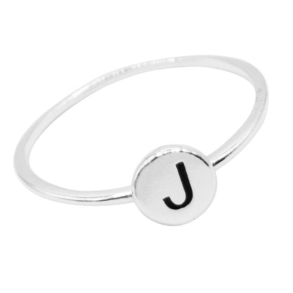 ANEL REDONDO LETRA J PRATA 925 - My Prata Joias