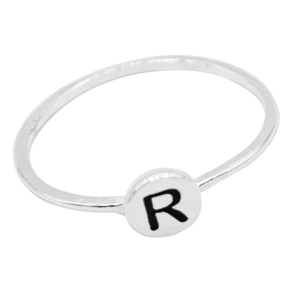 ANEL REDONDO LETRA R PRATA 925 - My Prata Joias
