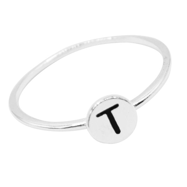 ANEL REDONDO LETRA T PRATA 925 - My Prata Joias