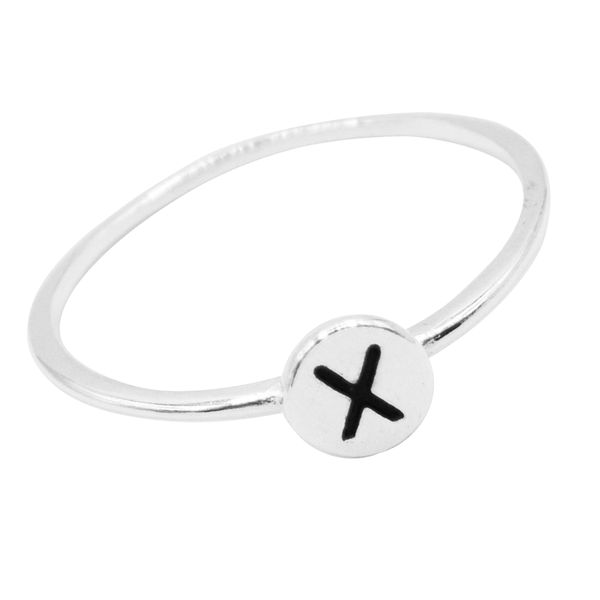 ANEL REDONDO LETRA X PRATA 925 - My Prata Joias