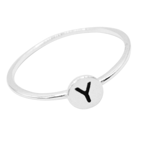 ANEL REDONDO LETRA Y PRATA 925 - My Prata Joias