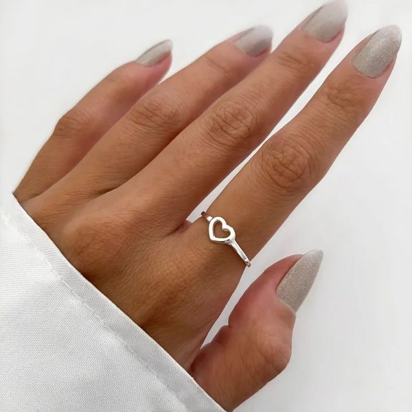 ANEL CORAÇÃO PRATA 925 - My Prata Joias