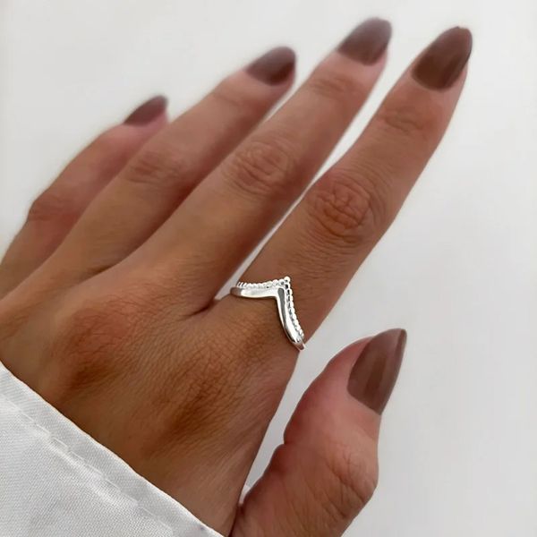 ANEL V LISO PRATA 925 - My Prata Joias