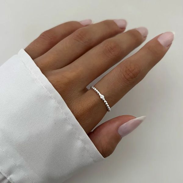 ANEL SOLITÁRIO BOLINHA ZIRCÔNIA CRISTAL PRATA 925 - My Prata Joias