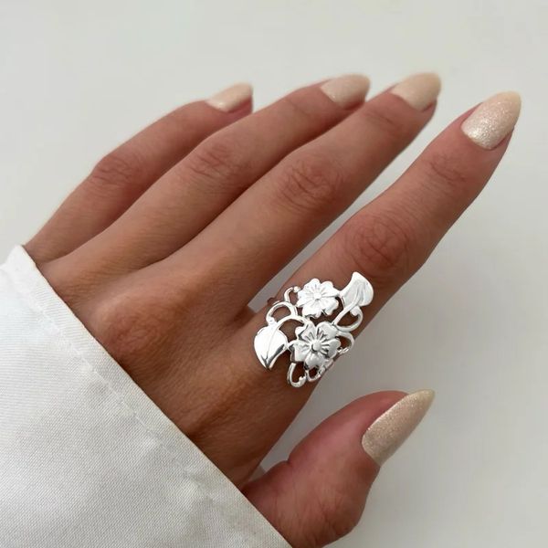 ANEL FOLHA PRATA 925 - My Prata Joias