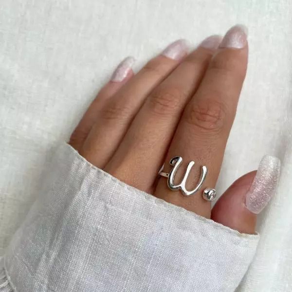 ANEL LETRA W ZIRCÔNIA CRISTAL PRATA 925 - My Prata Joias