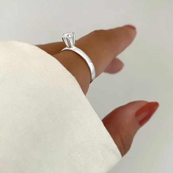 ANEL SOLITÁRIO ZIRCÔNIA CRISTAL PRATA 925 - My Prata Joias