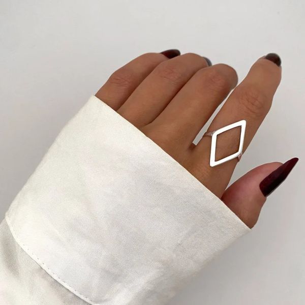 ANEL LOSANGO VAZADO PRATA 925 - My Prata Joias