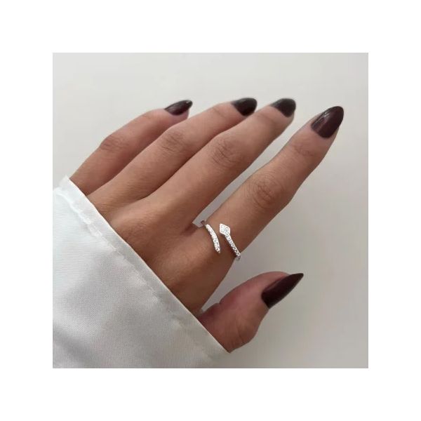 ANEL COBRA REGULÁVEL ZIRCÔNIA CRISTAL PRATA 925 - My Prata Joias