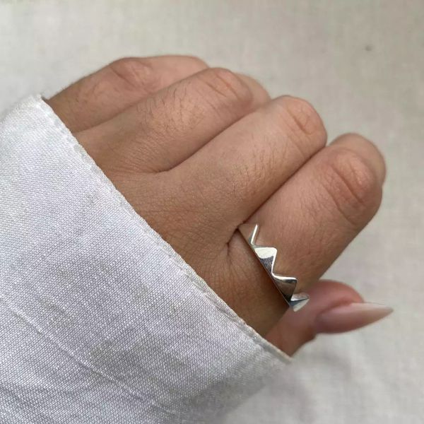 ANEL TRIÂNGULOS PRATA 925 - My Prata Joias