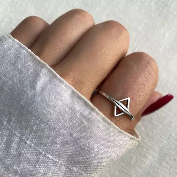 ANEL DOIS TRIÂNGULOS PRATA 925 - My Prata Joias