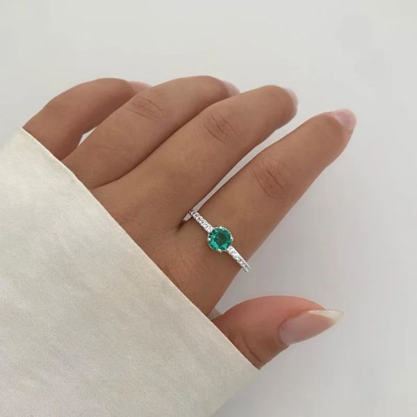 ANEL ZIRCÔNIA VERDE ÁGUA PRATA 925 - My Prata Joias