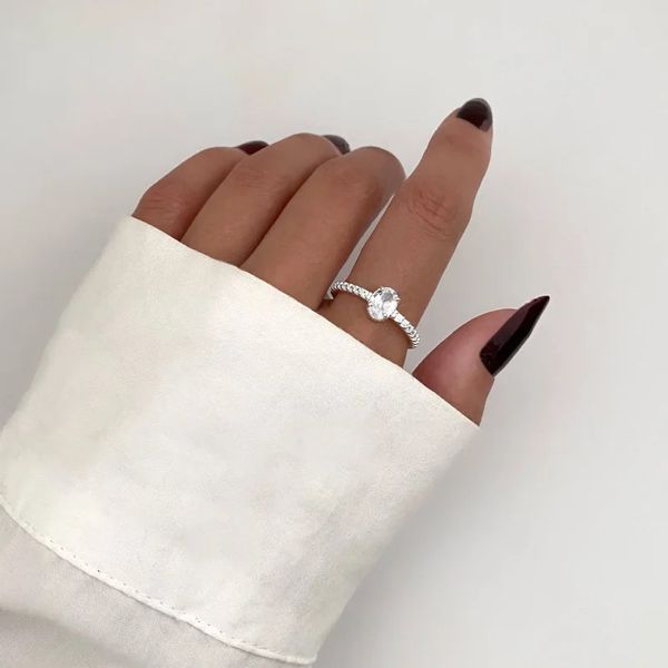 ANEL OVAL ZIRCÔNIA CRISTAL PRATA 925 - My Prata Joias