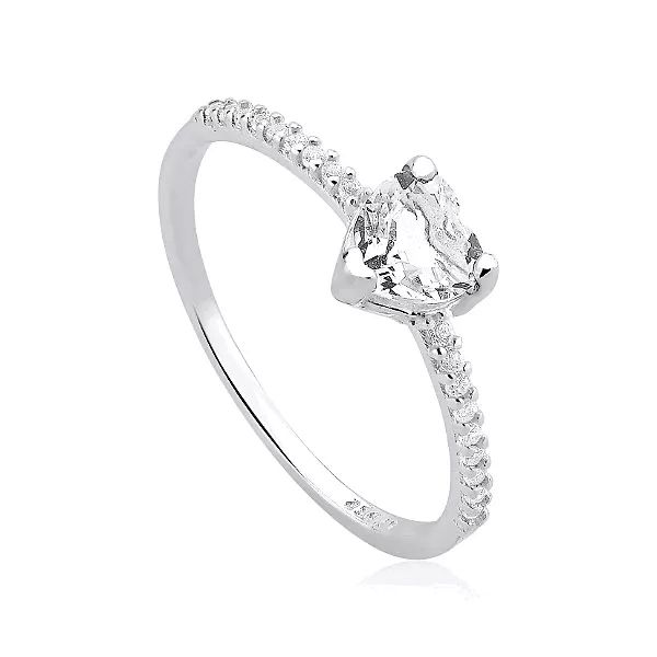 ANEL CORAÇÃO ZIRCÔNIA CRISTAL PRATA 925 - My Prata Joias
