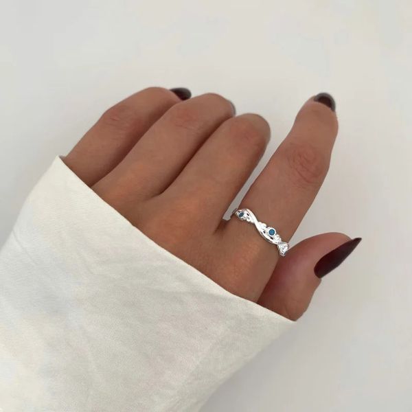 ANEL ZIRCÔNIA AZUL CLARO PRATA 925 - My Prata Joias