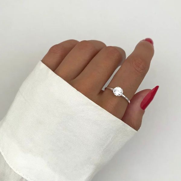 ANEL SOLITÁRIO ZIRCÔNIA CRISTAL PRATA 925 - My Prata Joias